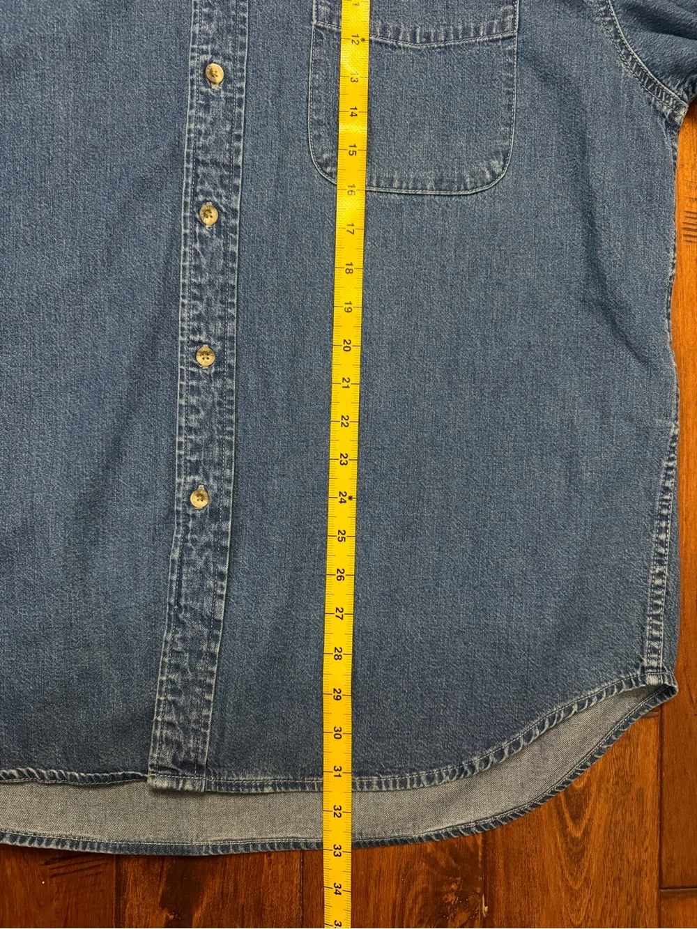 Vintage 90s Eddie Bauer Blue Denim Button-Down Shirt Hong Kong